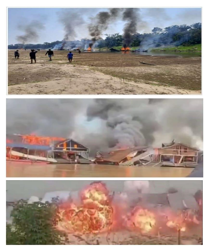 PF destrói 277 dragas em operação contra garimpo ilegal no Rio Madeira