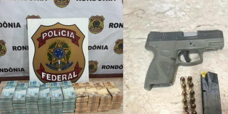 PF apreende R$ 1 milhão de reais e prende suspeito por porte ilegal de arma de fogo em Rondônia