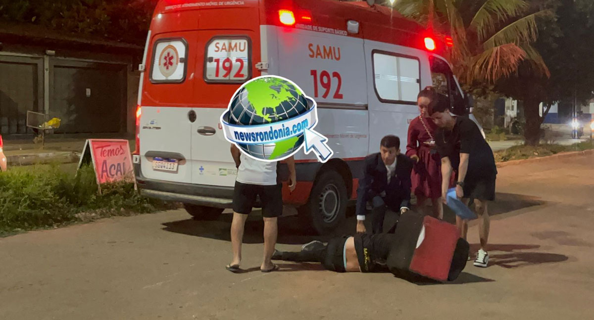 Motoboy de delivery sofre grave queda após bater em buraco e tem celular furtado em Porto Velho