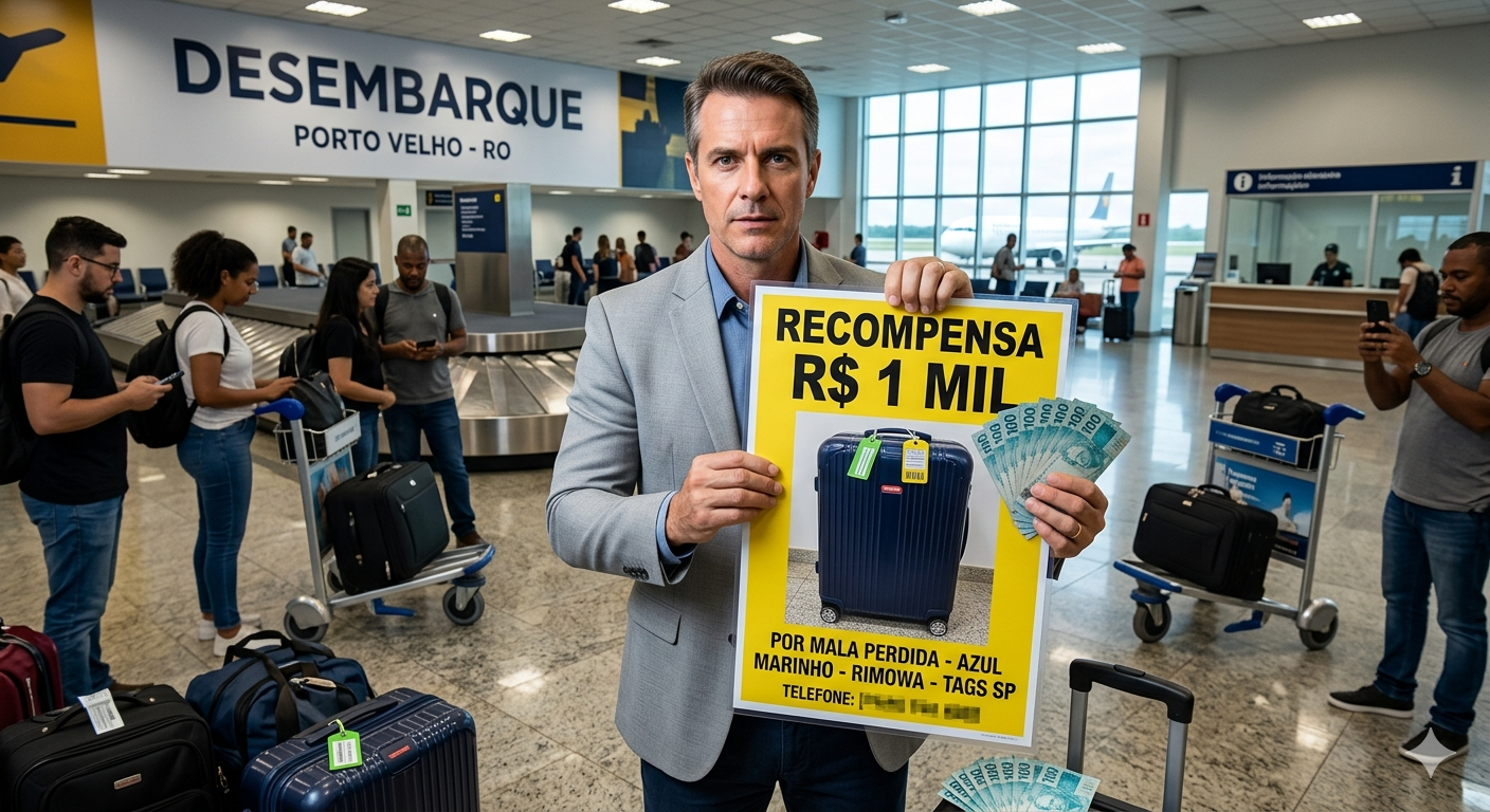 Empresário oferece recompensa de R$ 1 mil por mala perdida após saída do aeroporto em Porto Velho